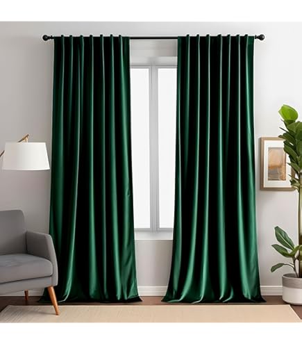 Amazon｜Deeproveダークエメラルドグリーンレースシアーカーテン長さ84